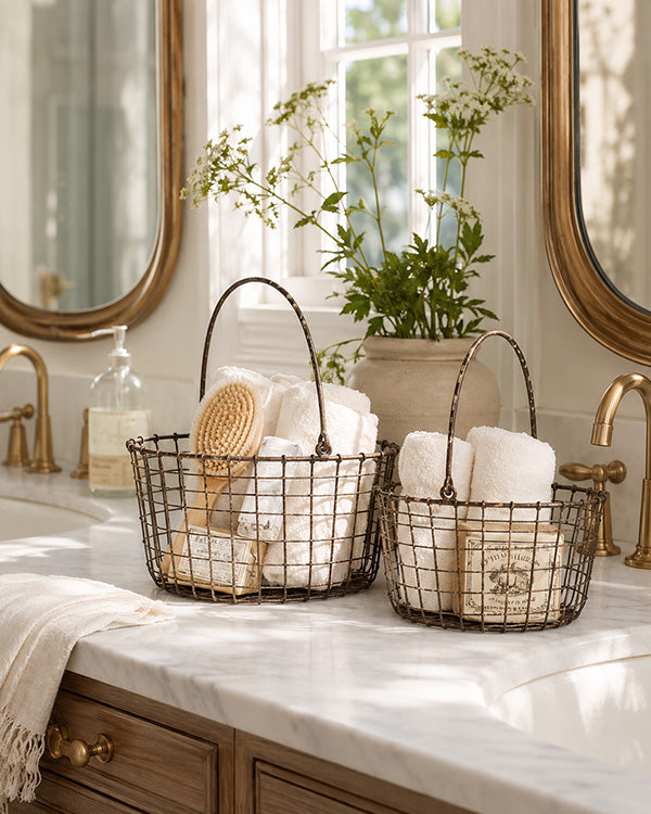 Nesting Wire Baskets with Handles, Set of 2
