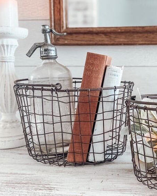 Nesting Wire Baskets with Handles, Set of 2