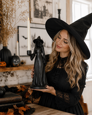 Witch Candle Holder | Spooky Halloween Tabletop Decor