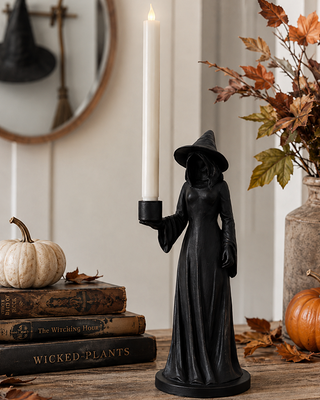 Witch Candle Holder | Spooky Halloween Tabletop Decor