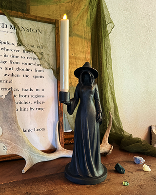 Witch Candle Holder | Spooky Halloween Tabletop Decor