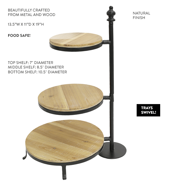 Wood and Metal Tiered Swivel Tray Decor Steals