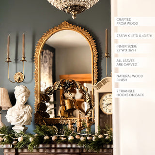 Carved Gold Leaves Arch Mirror