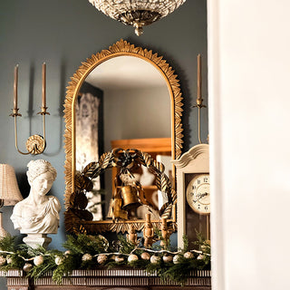 Carved Gold Leaves Arch Mirror