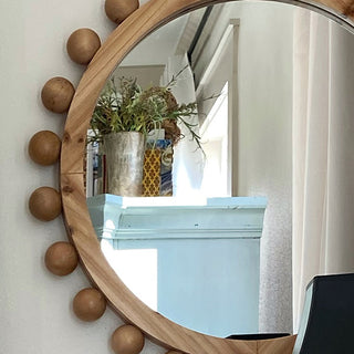 Beaded Edge Wooden Mirror
