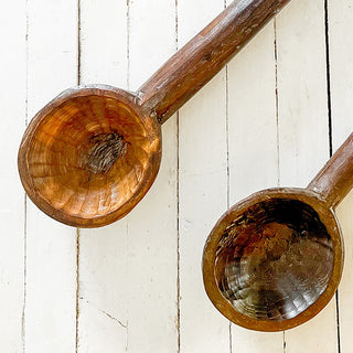 Vintage Handmade Wood Spoons, Set of 2