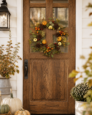 Harvest Gourd and Raspberry 24-Inch Wreath