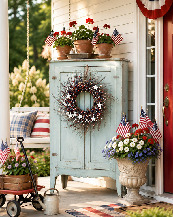 Americana Twigs Stars Wreath 24 Inch Celebrate America's 250th