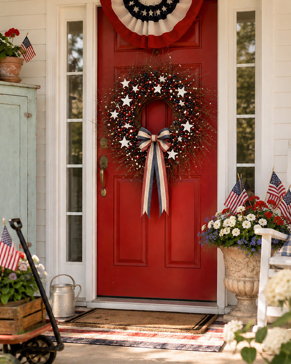 Americana Twigs Stars Wreath 24 Inch Celebrate America's 250th