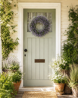 22 Inch Lavender Wreath - Soft Purple Floral Wreath for Front Door or Wall Decor