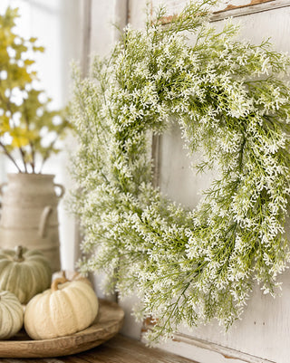 20 Inch White Mountain Mint Faux Greenery Wreath