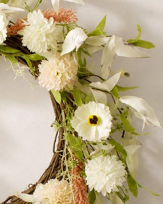 Carnation and Persian Buttercup Wreath - 22 Inch Floral Door Decor