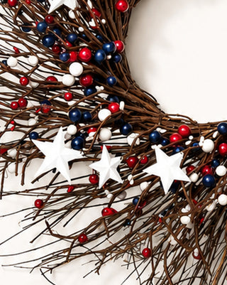 Americana Twigs Stars Wreath 24 Inch Celebrate America's 250th