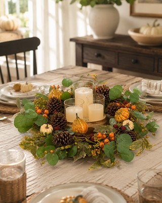 Harvest Gourd and Raspberry 24-Inch Wreath