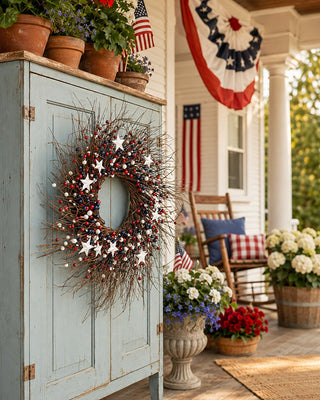 Americana Twigs Stars Wreath 24 Inch Celebrate America's 250th