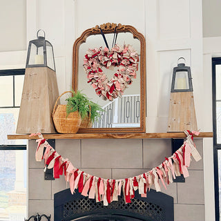 Pink and red heart shaped wreath for indoor home décor