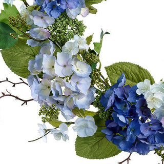 Faux Blue Hydrangea Wreath 24" | Artificial Spring Summer Front Door Wreath