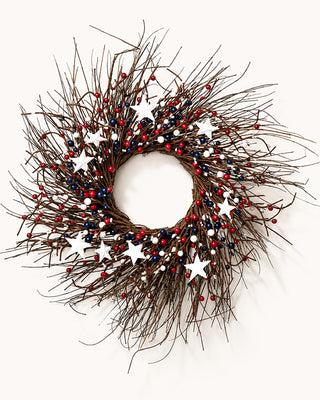 Americana Twigs Stars Wreath 24 Inch Celebrate America's 250th