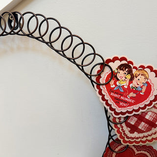 Metal frame Valentine wreath construction detail