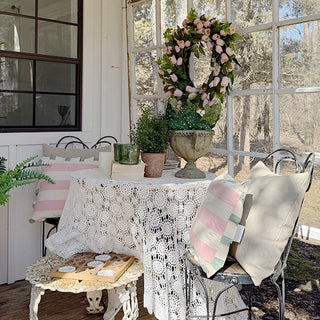 Artificial pink tulip wreath farmhouse spring decor
