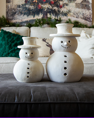 Indoor/Outdoor Frosted Snowman Luminaries, Set of 2