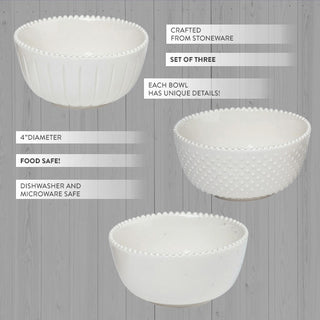 Textured Stoneware Bowls, Set of 3