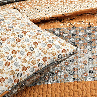 Reversible Pick-Stitch Autumn Quilt 3 PIECE SET, PICK YOUR SIZE