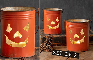 Jack-O'-Lantern Buckets, Set of Two