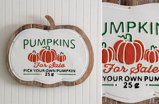 Enamel and Wood Pumpkin Sign