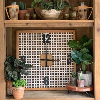 Wooden Framed Basket Weave Clock