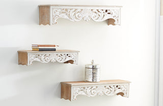 Ornate Victorian Carved Wall Shelves, Set of 3