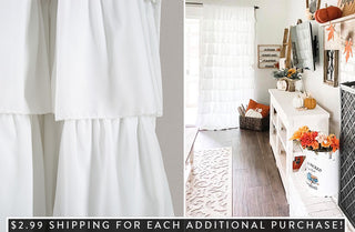 White Ruffle Single Curtain Panel, Pick Your Size