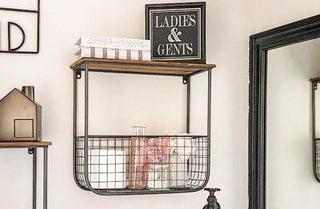 Wire Produce Wall Basket with Shelf, Set of 2