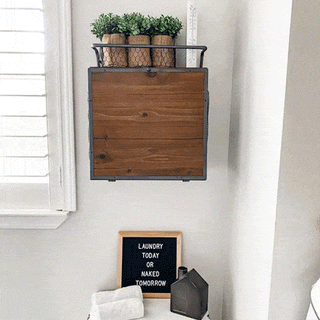 Rustic Wall Cubby with Fold Down Shelf