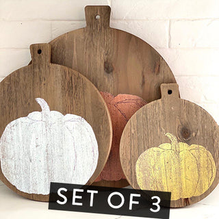 Wooden Pumpkin Decorative Bread Boards, Set of 3