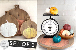 Wooden Pumpkin Decorative Bread Boards, Set of 3