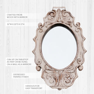 Distressed Victorian Wood Tray and Mirror, 2-in-1 Steal | DES Exclusive