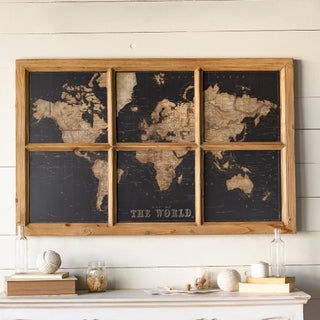 HUUUGE World Map Window Pane Wall Art