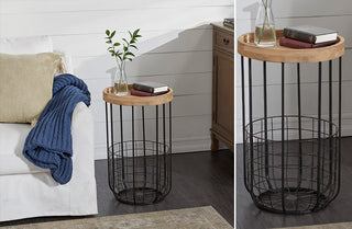 Wire Birdcage Inspired Storage Side Table