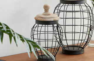 Caged Display Baskets With Lids, Set of 2