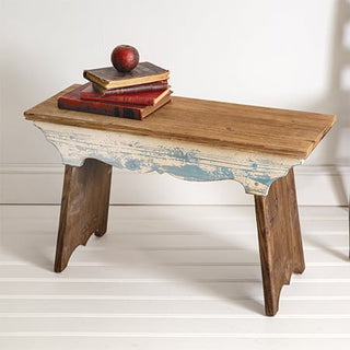Distressed Wooden Scalloped Bench