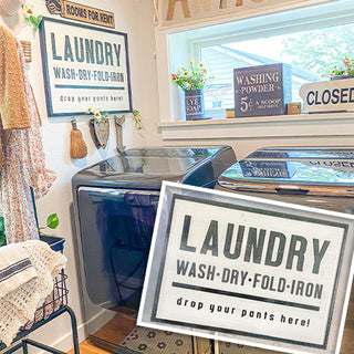 Wooden Laundry Typography Sign