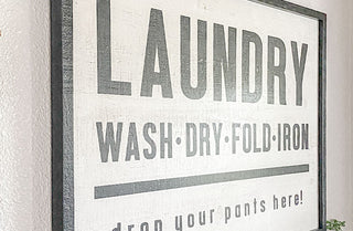 Wooden Laundry Typography Sign
