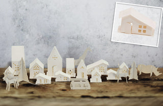 Paper Christmas Village, Set of 18 Pieces