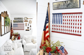 Vintage Wooden Spindle American Flag Wall Decor