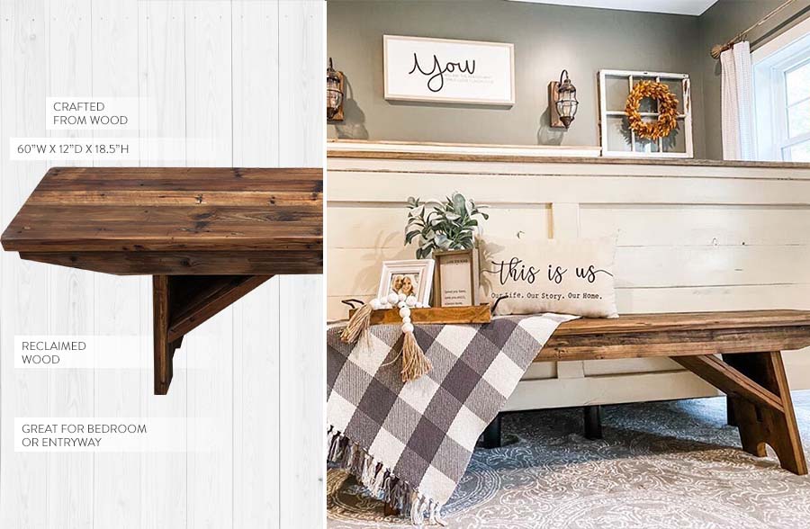 Reclaimed Wood Bench Decor photo