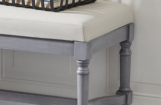 Vintage Grey Cushioned Linen Bench