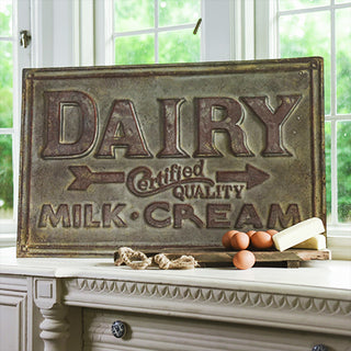 Rusted Patina Embossed Dairy Sign