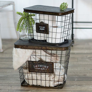 House Essentials Storage Baskets with Top, Set of 2