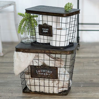 House Essentials Storage Baskets with Top, Set of 2